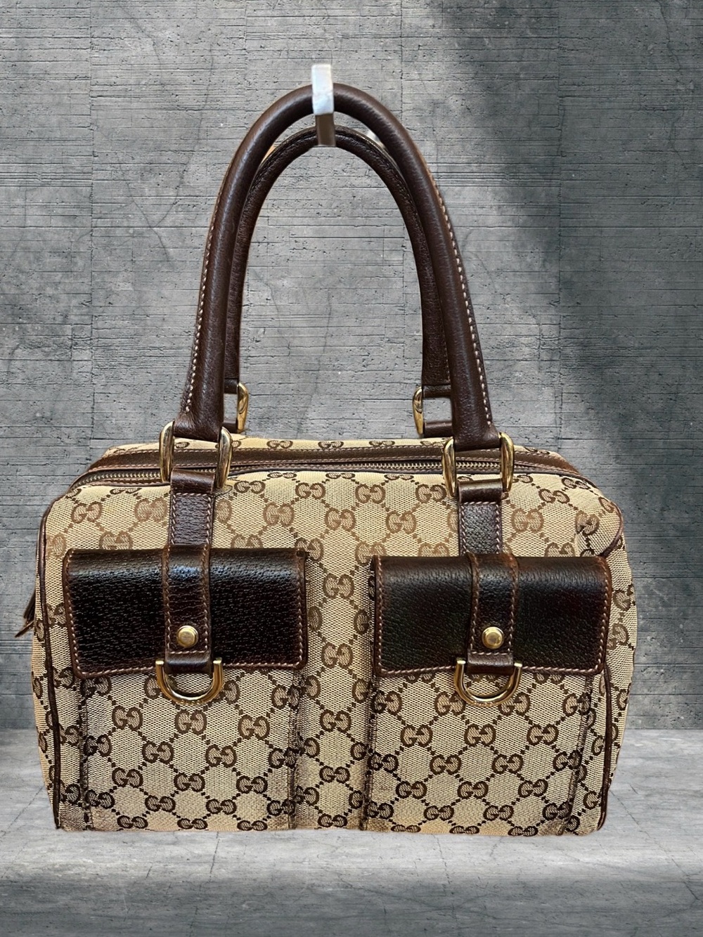 Vintage GUCCI GG Canvas Abbey D-Ring Bowling Bag